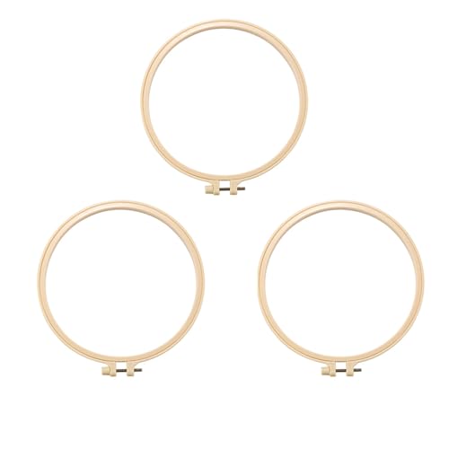 3Pcs 8 Inch Plastic Embroidery Hoops with Sewing Scissors, Seam Ripper,Needle Threader, Round Cross Stitch Hoops with Adjustable Screw, Lightweight & Durable Craft Hoops. - color: white