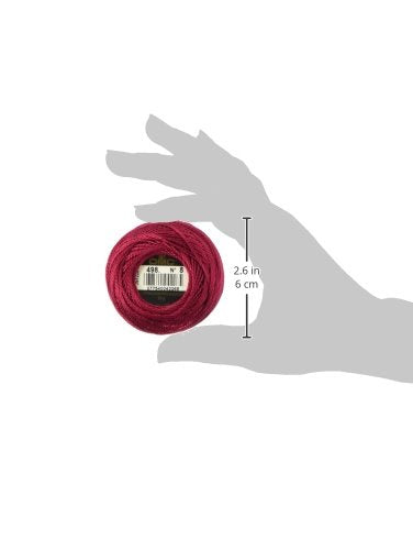 DMC Pearl Cotton Balls, Size 8, Dark Christmas Red - color: Dark Christmas Red, style: 8 Thread Count