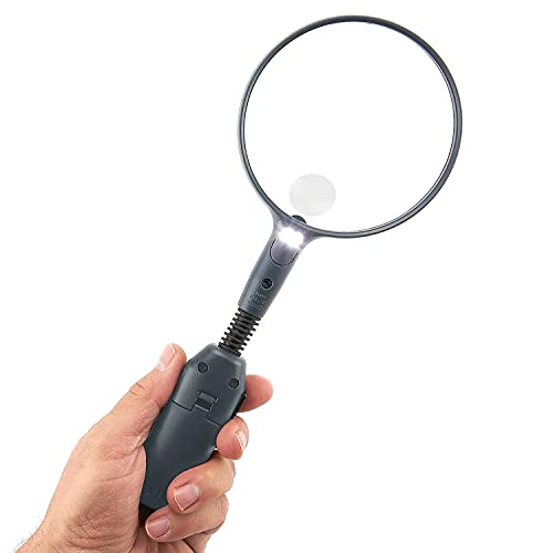 Carson MagniLamp LED Lighted 2x Hand Held or Hands Free Hobby Magnifier with Flexible Gooseneck for Reading, Crafts, Soldering, Jewelry and other Tasks and Hobbies For a Work Bench or Desk Top (GN-55)