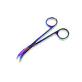Cynamed Suture Stitch Scissors with Multicolor/Rainbow Titanium Coating - Premium Quality Instrument- Delicate Hook - Perfect for Suture Removal, First Aid, EMS Training and More (4.5 in. - Curved) - style: Curved Hook