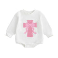 Newborn Baby Girl Clothes Cross Bow Embroidery Bubble Romper Pullover Sweatshirt Fall Winter Outfits 0-18M - color: White, size: 12-18 Months