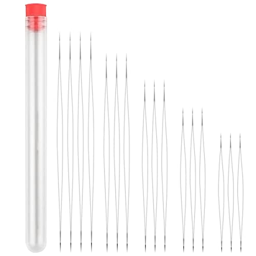 16 Pieces Big Eye Beading Needles Seed Beads Needle Beading Embroidery Needles for Jewelry Making Collapsible Beading Needles Set Long Straight Hand Sewing Beading Needle with Needle Bottle (5 Sizes)