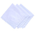 MileyMarla Ladies Embroidery Cotton White Handkerchiefs Lace Wedding Hankies - color: J04-3pcs a