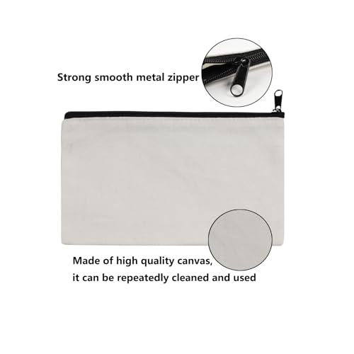 OKBA 15 pcs Sublimation Blanks Makeup Bags Bulk, Black Zipper Canvas Pencil Bag,Polyester Tote Bags for Sublimation DIY Craft - color: Blank bags*15pcs