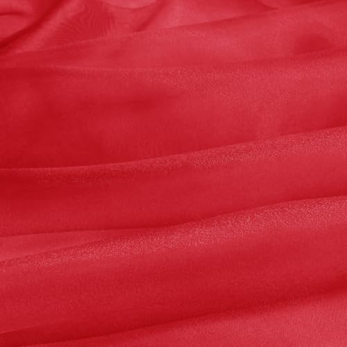 VACVELT Red Sheer Organza Fabric by The Yard 60" Wide (2 Yards) - color: Red, size: 2 Yards