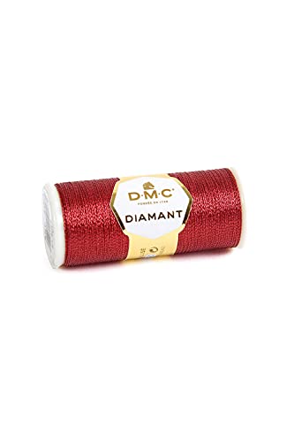DMC Diamant Metallic Needlework Thread, 38.2-Yard, Red Ruby - color: red, size: 38.2 yards
