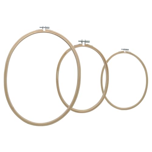 Moicstiy 3 Pcs Adjustable Embroidery Hoops Set, 3 Sizes, Oval Frame