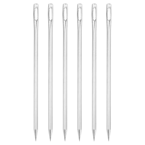 uxcell 6 Pcs Large Eye Sewing Needles, 3.94 Inch 3mm Steel Embroidery Thread Needle Sewing Big Eye Needle Knitting Needles for Hand Sewing Art Crafts, Silver - size: 100mm, 3mm