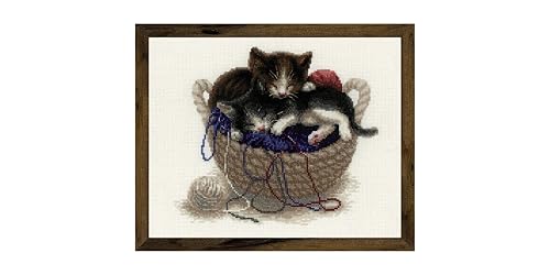 RIOLIS 1724 Kittens in A Basket Counted Cross Stitch Kit 11.81 x 9.45 in - style: Kittens In A Basket 1724