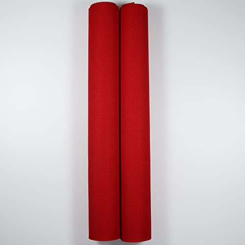 KCS 2 pc of 15" x 18" Counted Cross Stitch Cotton Aida Cloth Needlework Fabric (Red, 14CT) - color: Red, size: 14CT