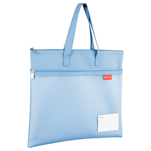 Wisdompro 14.1×11" Mesh Zipper Pouch with Handle, 3 Pockets File Bag-Blue - color: Blue
