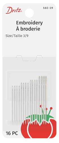 Dritz Embroidery Hand Needles, Size 3/9 (16-Count) - size: Size 3/9