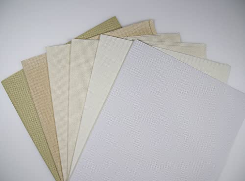 KCS 6 pc of 12" x 18" Counted Cotton Aida Cloth Cross Stitch Fabric (14CT- Color #1)