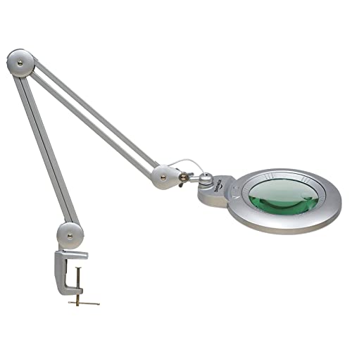 Bifocal Magnifying Lamp with Clamp, 5D with 20D, Silver - color: Silver