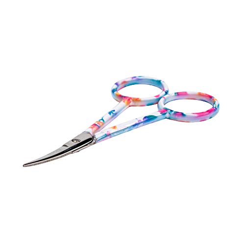 SINGER 4 Inch Forged Embroidery Scissors with Curved Tip for Sewing, Cross-Stiching, Crafts, & More (White Floral Printed, 1-Pack)