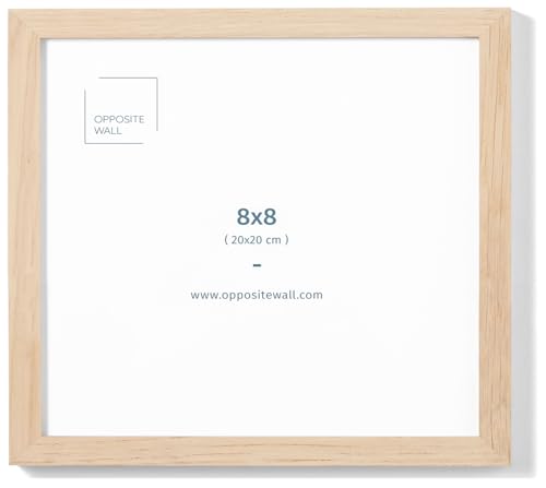 Opposite Wall - 8x8 in - Natural Solid Oak Wood Picture Frame - Lightweight, Versatile & Shatterproof - Wall Hanging Poster or Photo Frame - Wall Decor for Office, Gallery & Home - color: Natural, size: 8x8 in