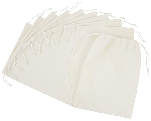 PALTERWEAR 100% Cotton Drawstring Bags 10‑Pack 9x12 Lightweight 70 GSM Muslin Pouch Set | Reusable Gift, Craft, Pantry, Travel Storage | Double Drawstring (Natural Beige, 9 x 12 Inches) - size: 9 x 12 Inches