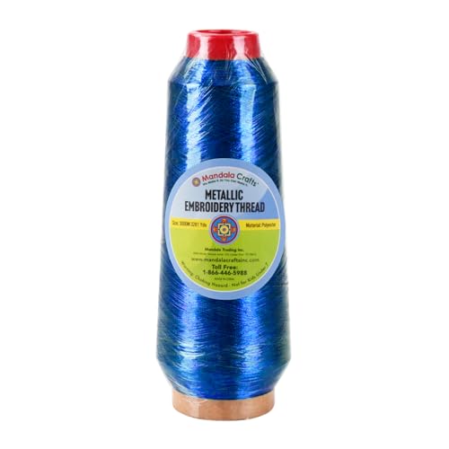 Mandala Crafts Metallic Royal Blue Embroidery Floss for Sewing, 3281 YD - color: Royal Blue, size: 3000M 3281 Yard
