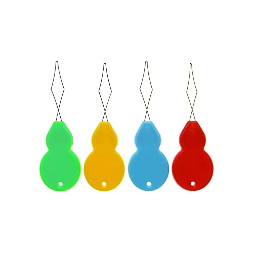 30 Pieces Gourd Shaped Plastic Needle Threaders, Plastic Wire Loop DIY Needle Threader Hand Machine Sewing Tool for Sewing Crafting with Clear Box, 4 Colors Random - size: size 2