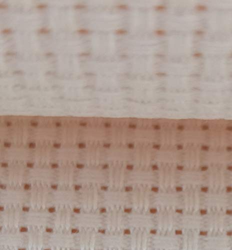 19" x 28" 11CT Counted Cotton Aida Cloth Cross Stitch Fabric (Cream) - color: Cream