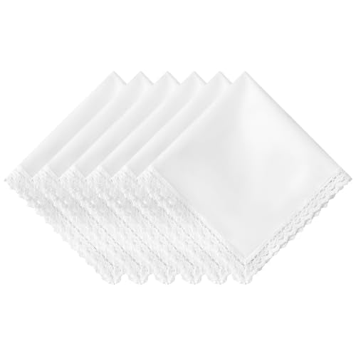 White Lace Handkerchiefs for Women Soft Cotton Women’s Handkerchief - color: White Lace - 6pcs