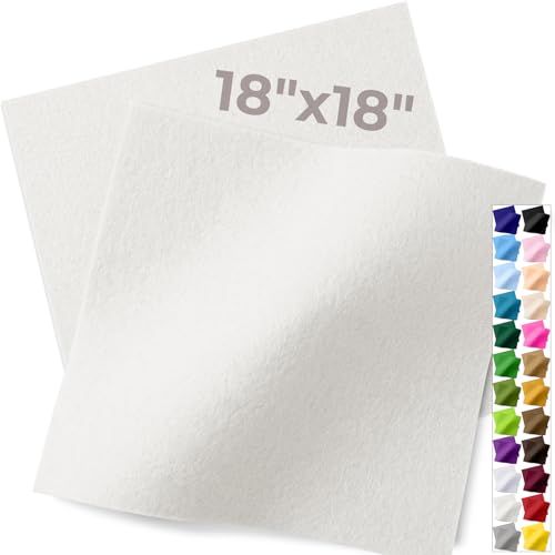 IONTACH 18" X 18" Soft Felt Sheets 1.6mm Thick (2 Packs, Ivory) - color: Ivory