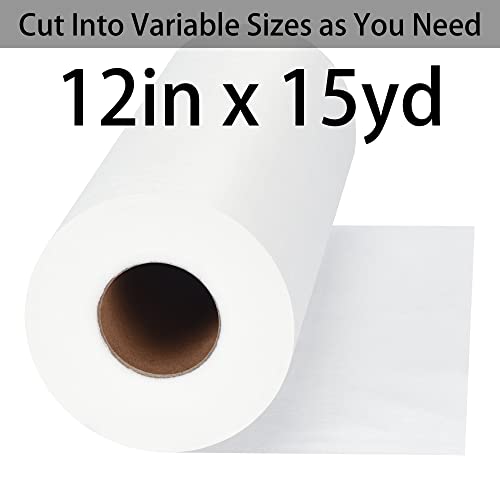 Water Soluble Stabilizer for Embroidery Backing & Topping (12 in x 15 yd Roll), Seneme 1.5oz Embroidery Stabilizers - Wash Away Embroidery Stabilizer for Machine Embroidery Stabilizer and Hand Sewing - size: 12"*15yd roll