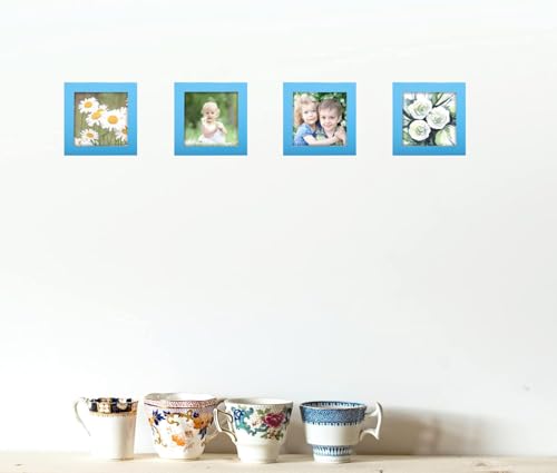 WUTL 5x5 Picture Frames Solid Wood Square Photo Frame Blue 6 Pack - color: Blue, size: 5x5