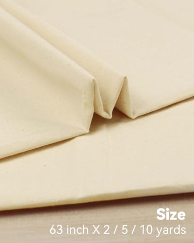 100% Cotton Muslin Fabric, 63 inch x 2 Yards, Unbleached - color: Natural, size: 2 YARD