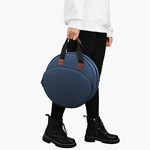 EXCEART Embroidery Project Handbag Embroidery Tool Tote Bag with Large Circular Opening Front Elastic Slots Inner Zipper Pocket 13.77 X 13.77 X 2.36 in for Kits Storage and Travel - color: Blue