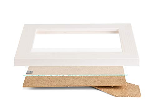 WOOD SIDE ORBIS Rustic Wooden Square Picture Frames 8x8, White, Set of 2 - color: White
