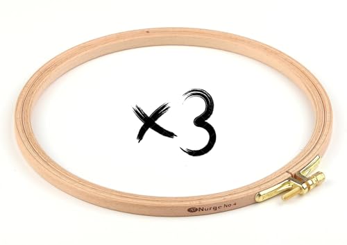 Nurge 3 Pcs 7 Inch Premium Beech Wood Gold Clasp Embroidery Hoop 8mm/0.3" Thickness (190mm = 7.48" ~ Approx 7") (3 Pcs * 7") - style: 3 Pcs * 7"