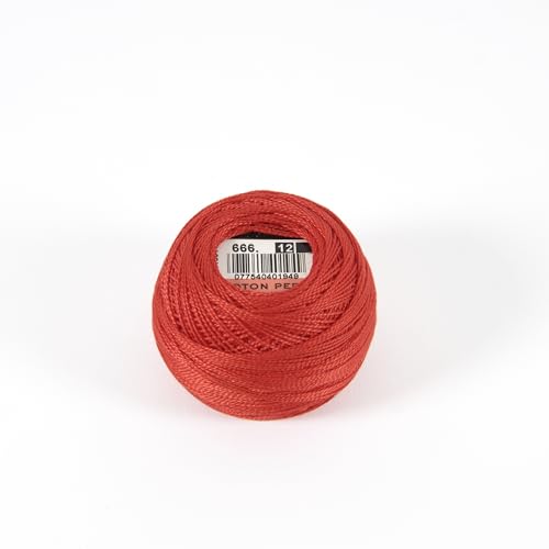 DMC Pearl Cotton Balls, Size 12, Bright Christmas Red - color: Bright Christmas Red, style: 12 Thread Count
