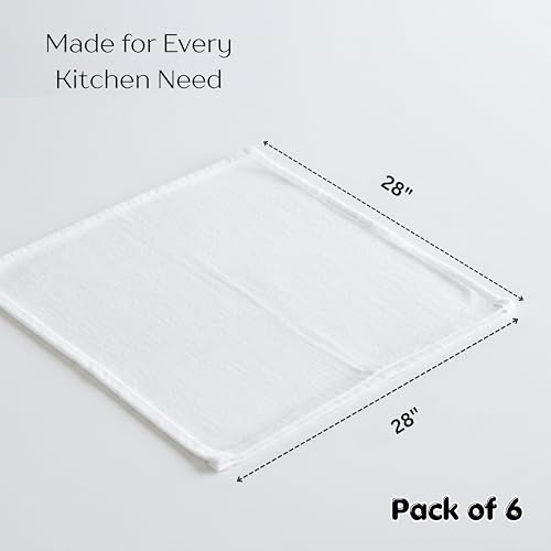 Flour Sack Towels - Tea Towel for Crafts, Kitchen Dish Cotton Blank Towel for Embroidery, Baking Bread Proofing Linen Cover, Super Absorbent Quick Dry (White, 28"x28" Pack of 6) - size: 28"x28" Pack of 6