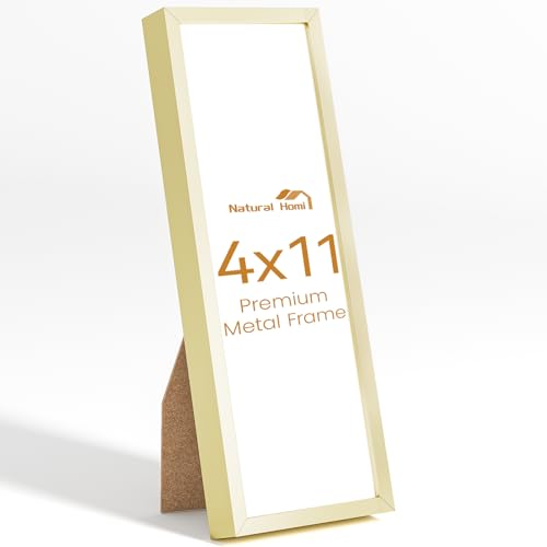 4x11 Aluminum Metal Picture Frame,Tempered Glass Gold Photo Frame 4x11 for Family Photo,Posters,Art,Document to Wall Mount Horizontally or Vertically - size: 4x11