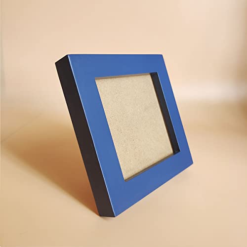 5x5 Picture Frames Blue Solid Wood Frame, Plastic Panel (Film Needs to be Removed) Table or Wall.Front Window Opening 4.5x4.5 inch. - color: Blue, size: 5x5