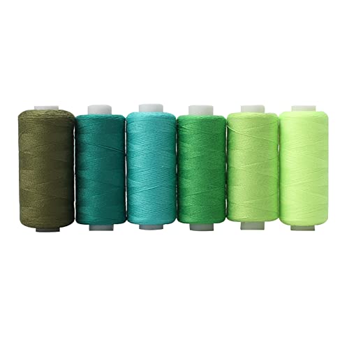 Cotton Thread Set - 6 Colors, 400 Yards Per Spool, Polyester, Multi - color: Green Series