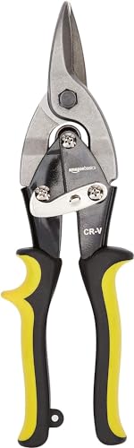 Amazon Basics Straight Cut Aviation Tin Snips, Metal Cutters with Safety Latch - size: 1-Piece Set (Straight)