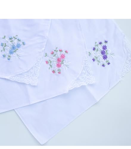 6 Pack of Ladies Embroidery Cotton Handkerchiefs Lace Wedding Hankies - color: Mangtianxing