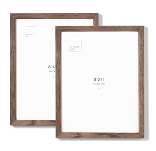 Opposite Wall - Set of 2-8.5 x 11 in - Dark Solid Oak Wood Picture Frames - Lightweight, Versatile & Shatterproof - Wall Hanging & Tabletop Photo Frame - Office, Gallery & Home Decor - color: Dark Oak, size: 8.5x11 in - 2 pk