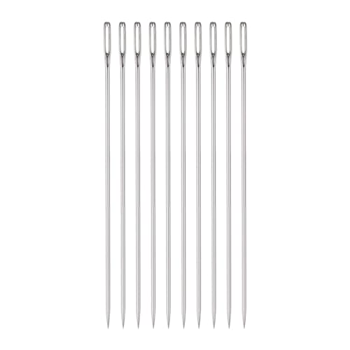 HARFINGTON 10pcs 3.94 Inch Upholstery Needles Large Eye Stitching Needles Stainless Steel Straight Hand Sewing Needles for Home Hand Sewing Leather Tapestry Embroidery Tufting Webbing Carpet - size: 3.94 Inch