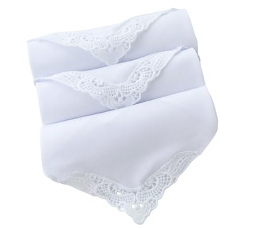 6 Pack of Ladies Embroidery Cotton Handkerchiefs Lace Wedding Hankies - color: F002