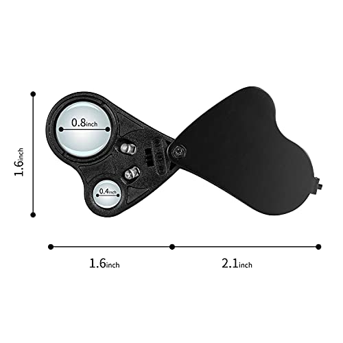 Jiusion 2 Pack Black Portable LED Lighted 30X 60X Jewelry Magnifier Loupe - color: Black, size: 2 Pack