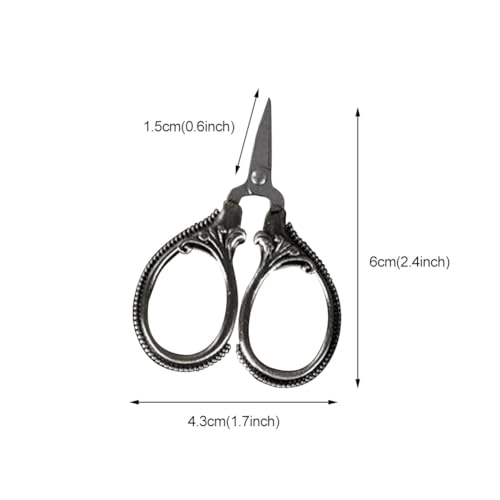 6cm Mini Retro Pocket Scissors Antique Thread Cutter Vintage Embroidery Cross Stitch Sewing Stainless Steel Scissors (silver) - color: Silver