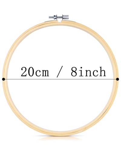 TINDTOP Bamboo Embroidery Hoops, 3 Pieces 8 Inch Cross Stitch Frame - size: 8IN, 3 PCS