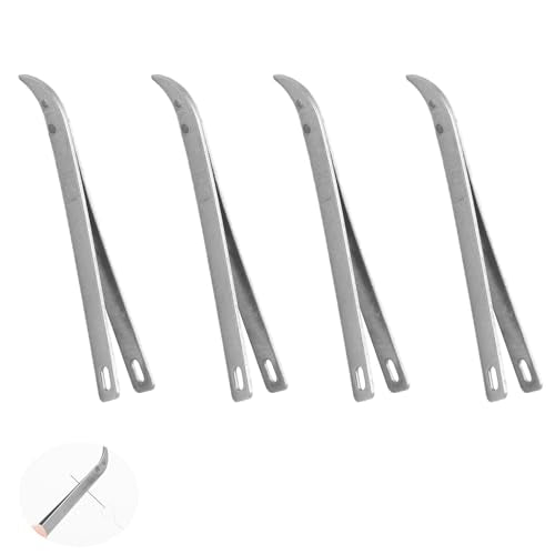 ArrErr 4 Pack Needle Grabbers Hand Sewing Needles Puller Large Eye Stitching Needles Gripper Heavy Duty Stainless Steel Tweezers Clips Grips for Embroidery Paperwork Quilting Craft Fabric Leather
