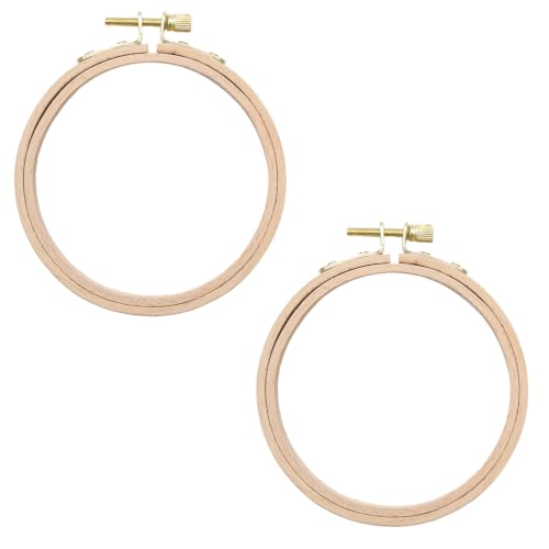 Mormchlots 2Pcs 4 Inch Wood Embroidery Hoops - size: 4 inch