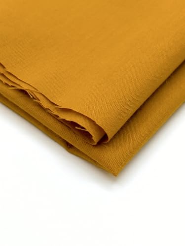 EOVEA - Cotton Polyester Fabric by The Yard – 60" Wide Broadcloth Fabric, Soft, Lightweight & Breathable Material for Lining, Curtains, Bedding, Skirts, Sewing Projects (Mustard,1 Yard) - color: Mustard, size: 1 Yard