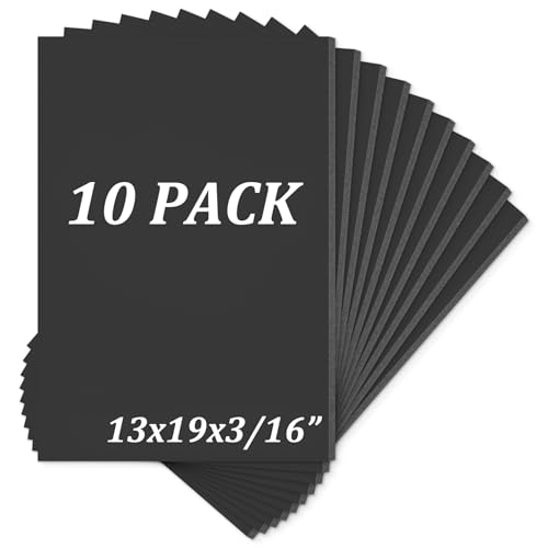 Mat Board Center Pack of 10 Acid-Free Foam Board Black 13x19 in 3/16" Thick - color: Black, size: 13x19