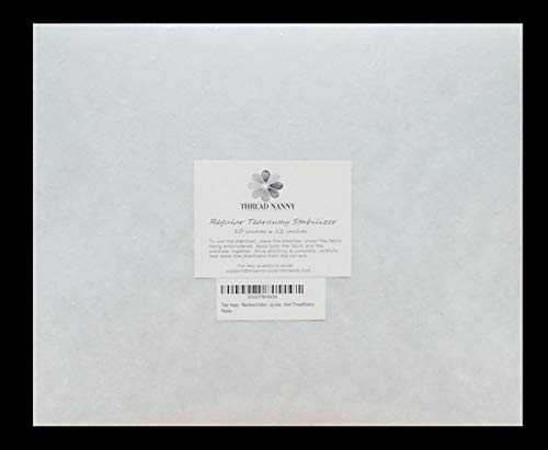 Tear Away - Machine Embroidery Stabilizer Backing 100 Precut Sheets- Medium Weight 1.8oz. - 12"x10" - Fits 5x7 Hoop Size - from ThreadNanny - size: 12"x10" Sheet